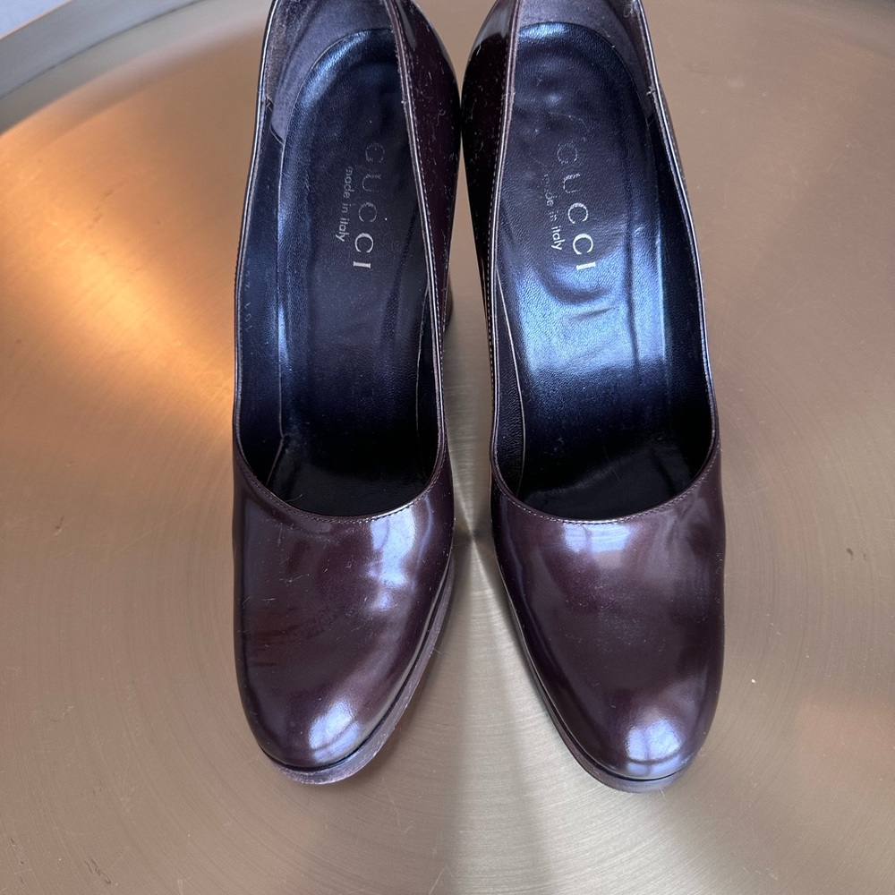 Gucci Brown Leather Heels Classic Pumps
